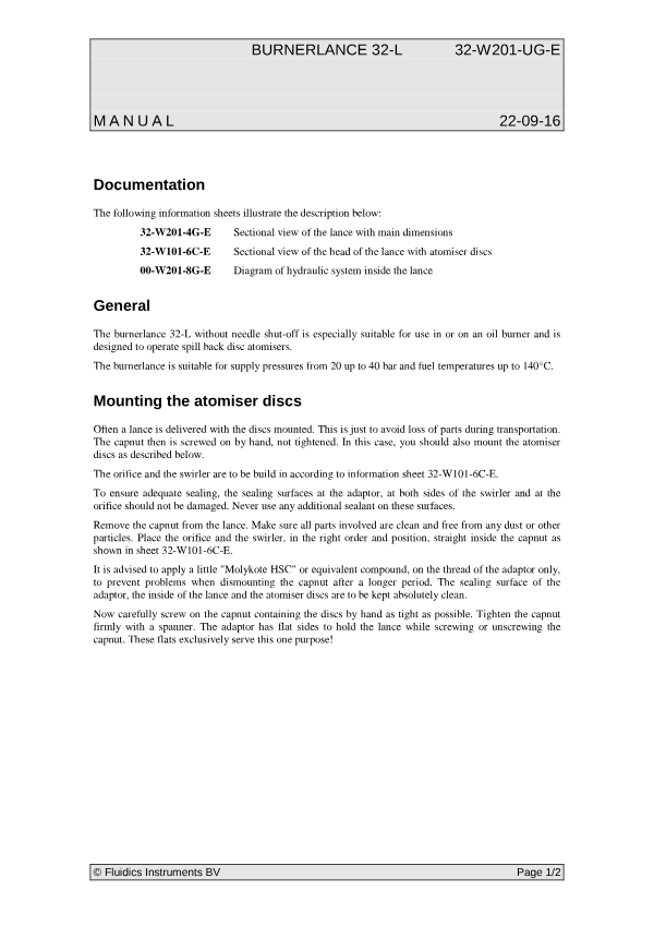 BURNERLANCE 32-L MANUAL