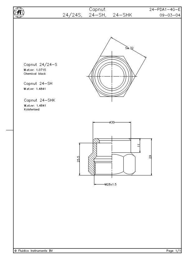 Capnut 24/24-S, 24-SH, 24-SHK