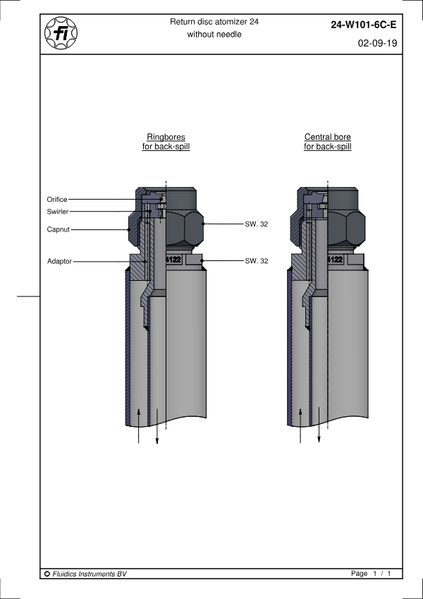 Return disc atomizer 24 without needle